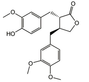 The chemical structure of natural and synthetic plant arctiin and anti-plant cubebin.